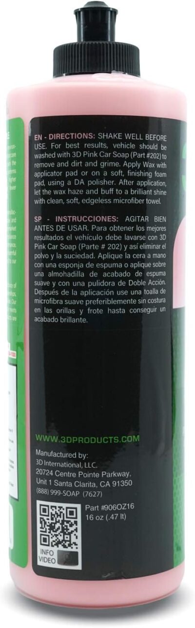 3D Cherry Wax – Liquid Carnauba Show Car Wax with Synthetic Polymers | Deep Gloss Finish | Easy Wipe-Off | Slick Shine | Fast Application | Made in USA |16 oz - Image 2