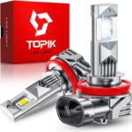 TOPIK H11/H8/H9 LED Bulbs 42,000LM Super Bright 6500K Cool White, 900% Brighter Than Halogen, Mini Size, Plug & Play, CANbus Ready, 2 Pack