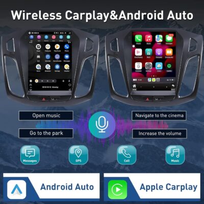 Ford Focus Car Stereo Radio 2012-2018 with Carplay/Android Auto, 10.4 Inch IPS Touch Screen Replacement with GPS Navigation Bluetooth 5GWiFi Mirror Link Backup Camera, 2G RAM 32G ROM - Image 3