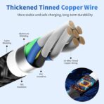 4 in 1 Multi Charging Cable [2Pack 5FT], Tangle Free USB C Car Charger Cable Nylon Braided with 2 USB-C/IP/Micro, Travel Charging Cords for iPhone Android iPad and More - Image 7