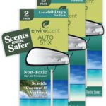 Enviroscent Non-Toxic* Car Air Freshener Auto Stix® - Scents Made Safer - Enjoy Fragrance Lasts Up to 180 Days - Includes Auto Stix® Diffusers & Elastic Loops - Seaside Coconut & Verbena (Pack of 3)