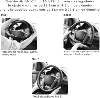 Premium Leather Steering Wheel Cover with Air Holes – Non-Slip Rubber Grip, Universal Fit for Cars (Black) - Image 4