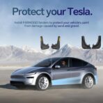 Farmogo Mud Flaps for Tesla Model Y Juniper Accessories 2025 2026 - [with Yellow Warning Strip] No Drilling Required Splash Guards All-Weather Body Kits for Tesla Model Y Accessories Black (Set of 4) - Image 5