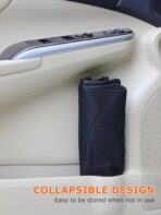 Ginsco New Leak-Proof Travel Car Trash Bag, 3.5 Gallons Large Capacity Hanging Car Trash Can with Hook and Loop Lid and Handle, Multipurpose Trash Bin with Storage Pockets for SUV RV Camping (Black) - Image 7