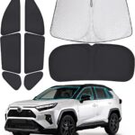 XCBYT 2019-2024 RAV4 Full Coverage Window Shades | 6-Layer Blackout Insulated Sun & UV Protection | Custom Fit Privacy Covers for Camping, Sleeping & Car Living (8 PCS)