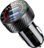 KEWIG Car Charger, 36W Fast Car Charger Adapter, Dual USB Car Fast Charge with Colorful Voltmeter & ON/Off Switch