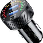 KEWIG Car Charger, 36W Fast Car Charger Adapter, Dual USB Car Fast Charge with Colorful Voltmeter & ON/Off Switch