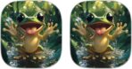 AFPANQZ Frog Print Car Windshield Sun Shade Universal Fit Car Sunshade Sun Visor Two Pieces Set Window Sunscreen Car Accessories Interior Protection UV Heat Reflector Sun Shade