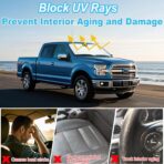 PIMCAR Windshield Sunshade for Ford F-150 2015-2020 | Premium 310T Reflective Polyester UV & Heat Blocker | Reduces Interior Temperature, Foldable with Storage Pouch - Image 5