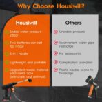 Cordless Pressure Washer, 6-in-1 Nozzle Portable Battery Powered Pressure Washer Handheld with 2 Battery Powered, 18bar Portable High Pressure Cordless Power Washer for Car/Floor/Patio Cleaning(black) - Image 7