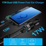 Android Car Charger Fast Charging Cord Type C 3.4A USB C Cigarette Lighter Adapter with Coiled Cable for Samsung Galaxy S26 S25 S24 S23 Z Flip 7 6 5 4 3 Z Fold 7 6 5 4 A17 A16 A35 A25 A15 A54 A14 A53 - Image 3