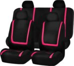 FH Group Car Seat Covers Full Set Cloth - Universal Fit Washable Automotive Seat Covers, Low Back Front Seat Covers, Solid Back Seat Cover for SUV, Sedan and Van Pink