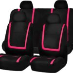 FH Group Car Seat Covers Full Set Cloth - Universal Fit Washable Automotive Seat Covers, Low Back Front Seat Covers, Solid Back Seat Cover for SUV, Sedan and Van Pink
