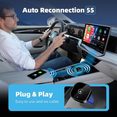 2026 New Wireless CarPlay Adapter for Apple iPhone ＆Android Auto 2 in 1, Mini USB CarPlay Dongle Wired to Wireless, Fast Connection, Compatible with iOS 10+ & Android 11+, Plug and Play (Black) - Image 4