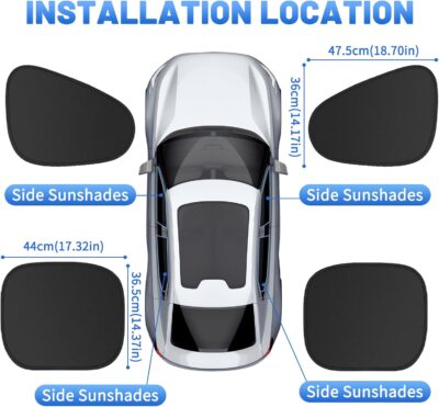 Static Cling Car Window Sun Shade for UV Protection, 47.5cm x 36cm (18.7"x14.2") - No Obstruction to Rearview Mirror, Easy Install & Reusable, Blocks 99% UV Rays - Image 2