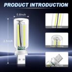 Car Interior USB LED Night Light, Portable Touch dimmable Car Ambient Lighting Kit, Retro Mini Transparent Glass Bottle Lamp Decorations for Vehicle Camping Bedroom Hallway, Pack of 2(White) - Image 3