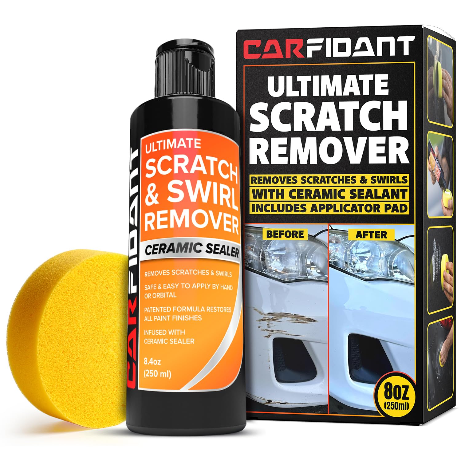 71204qTqzVL._SL1500_.jpg Carfidant Scratch Repair and Swirl Remover - Car Paint Scratch Remover & Restorer Kit with Buffer Pad - Polishing & Waxing Kits - Compound for Vehicles Paint Repair - 8.4 fl. Oz. - Image 1