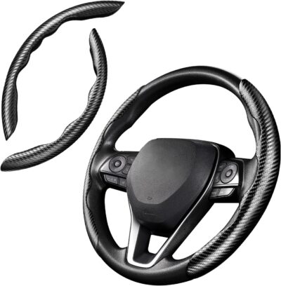 Cartist Carbon Fiber Steering Wheel Cover - Anti-Slip, Steering Wheel Cover for Men/Women - Durable, Universal Car Accessory (Black) - Image 7
