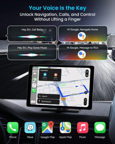 11" Extra Large Wireless Apple CarPlay Screen for Car – Ultra-Slim 0.16 Inch Touchscreen Car Stereo with Android Auto, 4K Dash Cam, 1080p Backup Camera, GPS, Mirror Link, Voice Control - Image 3