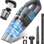 Handheld Vacuum Cordless, 15000PA Strong Suction Hand Held Car Vacuum Cleaner Rechargeable, Portable Hand Vacuum with Multi-Nozzles & Washable Filter for Home Office, Car, Pets
