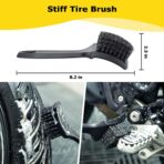 Motorcycle Cleaning Kit 6 Pack with Easy Reach Brush,Tire Brush,Wool Wash Mitt,Chain Brush,Detailing Brush and Microfiber Towel for Cleaning Motorcycle Mudguard,Rims,Exhaust,Frame - Image 3