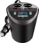 Car and Driver Smart FM Transmitter Bluetooth Cup Holder, Compatible with Alexa, Siri, and Google Assistant for Car, Dual USB-A and USB-C PD Fast-Charging Ports and Cigarette Lighter 12V Power Sockets