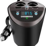 Car and Driver Smart FM Transmitter Bluetooth Cup Holder, Compatible with Alexa, Siri, and Google Assistant for Car, Dual USB-A and USB-C PD Fast-Charging Ports and Cigarette Lighter 12V Power Sockets