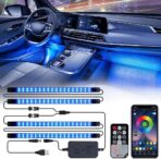 Xprite Upgraded 144LED RGB Interior Car Lights with Smart App Control/Wireless Remote Control, Music Sync Mode, DIY Mode and Multiple Scene Options, Universal for Cars Truck ATV UTV(4pcs)