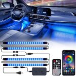Xprite Upgraded 144LED RGB Interior Car Lights with Smart App Control/Wireless Remote Control, Music Sync Mode, DIY Mode and Multiple Scene Options, Universal for Cars Truck ATV UTV(4pcs)