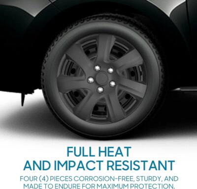 BDK (Set of 4) Matte Black 16" Inch Rims Hubcaps Car Wheel Hub Caps Wheel Covers, Snap-On Direct OEM Replacement Toyota, Honda, Nissan, Ford, Mazda, Chevrolet, Kia, Hyundai, Volvo, BMW - 7 Spokes - Image 6