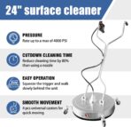 JANZ 24'' Pressure Washer Surface Cleaner with 4 Wheels,Dual Handle,Stainless Steel Housing, 4 Replacement Nozzle Cores and 2 Hose Adapters,Ideal for Driveways, Sidewalks,Patios,Decks Cleaning - Image 2
