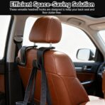 6Pack Car Seat Back Hooks Set Black Texture Multi Purpose Bag Holder Portable Storage Hooks for Travel Commute Shopping Office Use 4.3x2.8in(Black) - Image 5