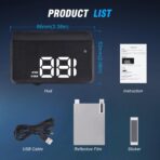 W2 Heads Up Display for Cars,Speedometer with Overspeed Alarm,Automatic Brightness Adjustment,Triple Over-Speed Alarm,LED Large Font,Built in Sun Visor,Plug & Play USB HUD Fit for All Vehicles(White) - Image 8