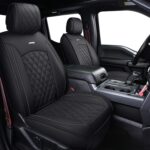Aierxuan Full Set Car Seat Covers Custom Fit 2009-2026 Ford F150 Crew Cab and 2017-2026 F250 F350 F450 Super Duty Pick-up Truck, Automotive Vehicle Cushion Cover with Waterproof Leather (Black)