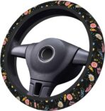 Wildflower Steering Wheel Cover for Women, Universal Auto Steering Wheel 14-15 Inch Car Interior Accessories with 2PCS Car Coasters, Suitable for Men and Women - Image 5