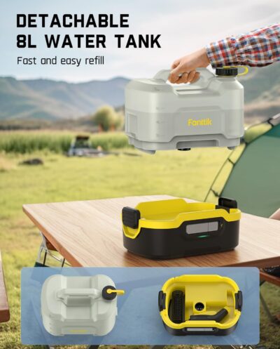 Fanttik NB8 Nano Portable Cordless Electric Sprayer w/2.1Gal Tank, Retractable Spray Head, 2600mAh Lithium Battery, IPX5, 72-98PSI, Portable Pressure Washer for Garden, Camping Shower and Pet Cleaning - Image 5