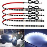 12V Led Light Strip 18" Connectable White LEDs Strip Lights for Car Motorcycle Golf Cart Automotive Trucks Boat Waterproof Led Light Strip, 4Pack