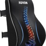 AUVON Lumbar Support Pillow for Office Chair with Patented Bulge for Lower Back Support, Ergonomic Office Home Essentials Improve Posture, Memory Foam Chair Cushion with Straps for Home, Office, Car
