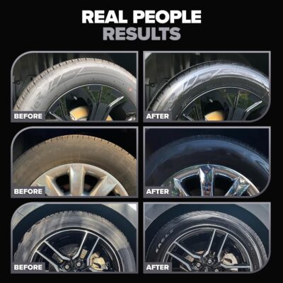 Carfidant Tire Shine Spray - Black Satin Finish - Premium Car Tire Dressing - 18 fl. Oz. Kit with Applicator Pad - Long Lasting - No Sling No Grease Formula with UV Protection - Image 6