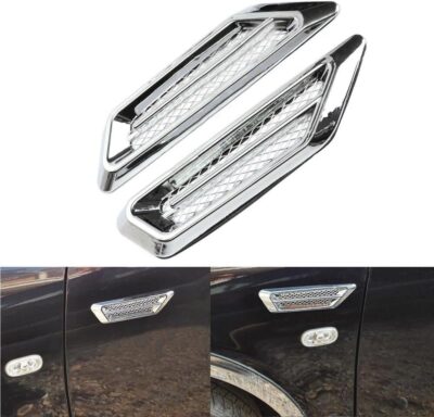 TuTuYa Car Side Mesh Vent, Universal Car Air Flow Chrome Fender Side Vent Decor Sticker Accessories,1 Pair - Image 2