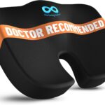 Everlasting Comfort Doctor Recommended Memory Foam Seat Cushion for Office Chairs & Car - Ergonomic Office Desk Accessories - Cushions for Tailbone Pain Relief, Sciatica (Black, Large)