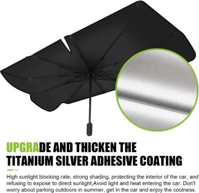 Auto Front Windshield Sun Shade Umbrella, Windshield Sun Shade Umbrella for Car Vinyl Coating, Foldable Car Umbrella Sunshade with UV Block Protection (Opening Design) - Image 4