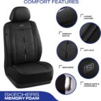Skechers Car Seat Covers,Luxury Faux Leather Seat Covers,Waterproof Anti Slip Car Seat Protector Front Seats,Car Accessories Airbag Universal Fit for Most Cars,Vans,Trucks,SUV,Black - Image 3