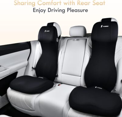 FLORICH Car Seat Cushion and Lumbar Support Headrest Pillow Memory Foam Ergonomic Car Cushion Back Neck Support Pillow Sciatica & Back & Tailbone Pain Relief Cushion for Car Seat Driving, Black - Image 8