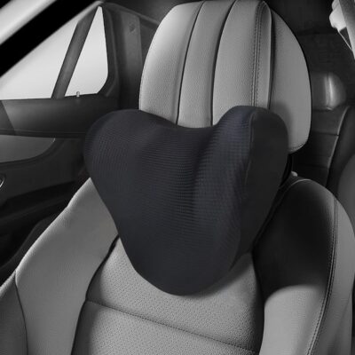 Super Soft Car Headrest Pillow, 100% Memory Foam Car Neck Pillow with Adjustable Strap & Breathable Removable Cover, Ergonomic Design - Travel Pillow Car Pillow for Neck/Back Pain Relief(Black, 1PC) - Image 7
