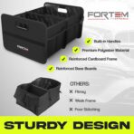 FORTEM Car Trunk Organizer, Collapsible Two Compartment Organizer, Foldable SUV & Truck Storage for Car Accessories for Women Men, Non Slip Bottom, Sturdy Side Walls, Strong Handles, 60L - Image 7