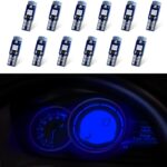 Blue T5 37 74 2721 PC74 PC37 LED Bulb, 3030 Chips Super Bright 12 Volt Replacements, Compatible with Auto Car Gauge Cluster Dashboard Light Lamp Instrument Panel Indicator, Pack of 12