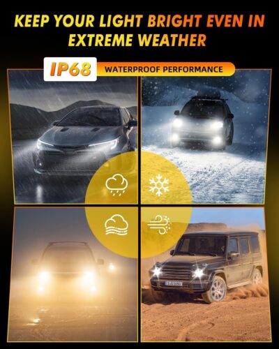 2026 Latest 60,000LM 9012/Hir2 Light Bulbs, 1000% Brightness No Flickering, 70K+ Hours Lifespan, 1:1 Mini Size, CANBUS Ready with Cooling Fan, IP68 Waterproof, Plug N Play, Pack of 2 - Image 3