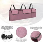 Hanemia Car Trunk Organizer, Backseat Hanging Storage with 4 Large Pockets, Collapsible Cargo Bag with Adjustable Straps Frees Trunk Floor, Sturdy Space Saving Expert for SUV, Truck, Van (Pink) - Image 3