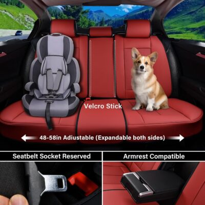 Coverado Car Seat Covers Full Set, Seat Covers for Cars, Red Car Seat Covers Front Seats and Back Car Seat Protector Waterproof, Leather Car Seat Cushion Universal Fit for Most Cars Blue - Image 3